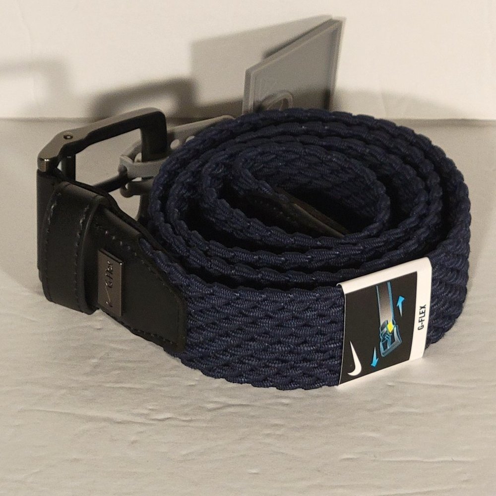 $55 Nike G Flex Webbed Braided Golf Belt Dark Blue NWT Medium (36-38)